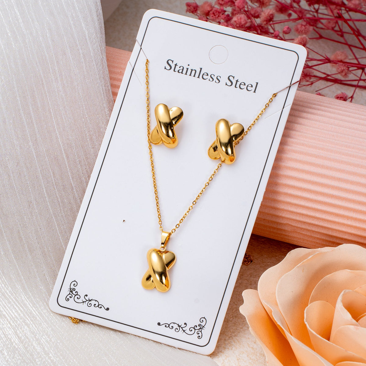 Series Stainless Steel Ear Light Luxury Jewelry Set