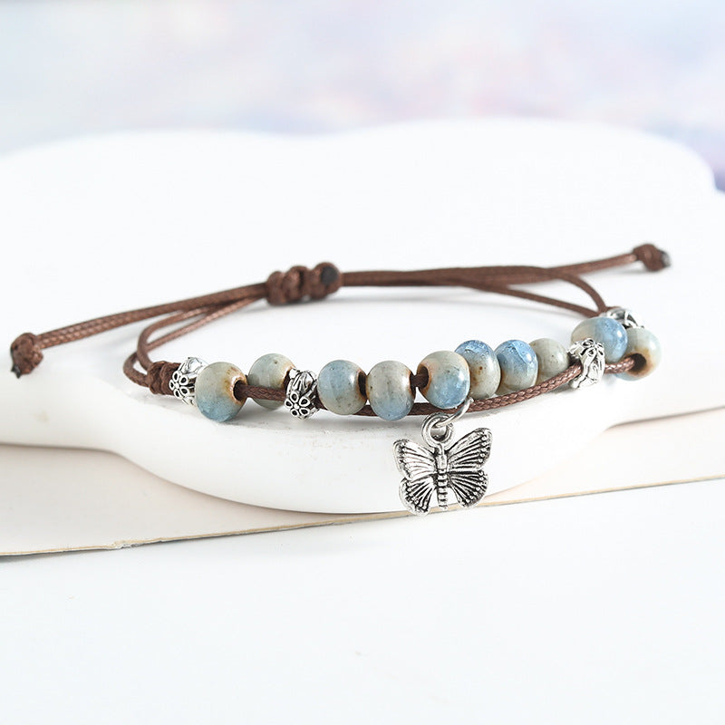 Ceramic Retro Butterfly Female Summer Hand-woven Bracelets