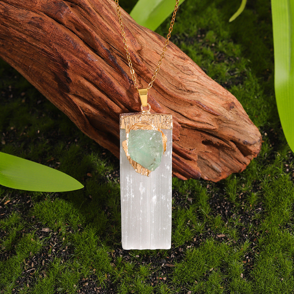 Square Model White Plaster Inlaid Crystal Pendant