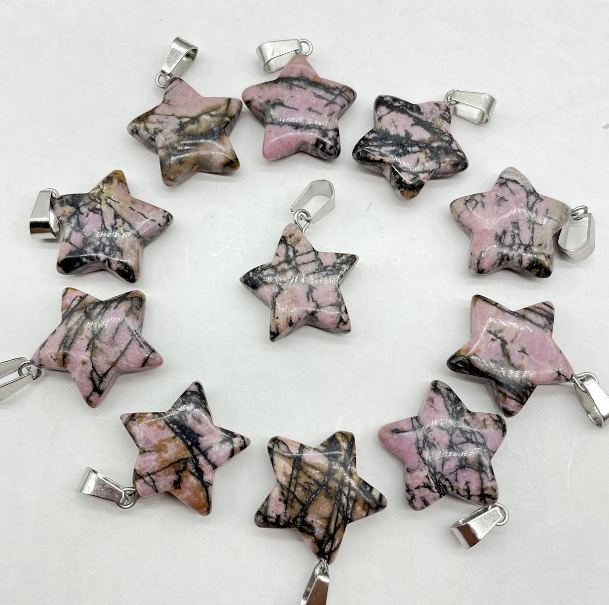 Natural Stone Crystal Agate Five-pointed Star Pendants