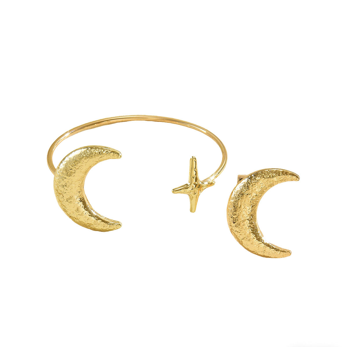 Women's Geometric Moon Metal Design Open Versatile Jewelry Set