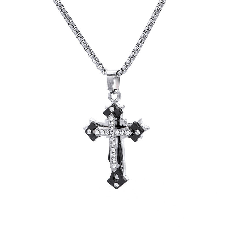 Boy's Trendy Diamond Cross Hip Hop Necklaces
