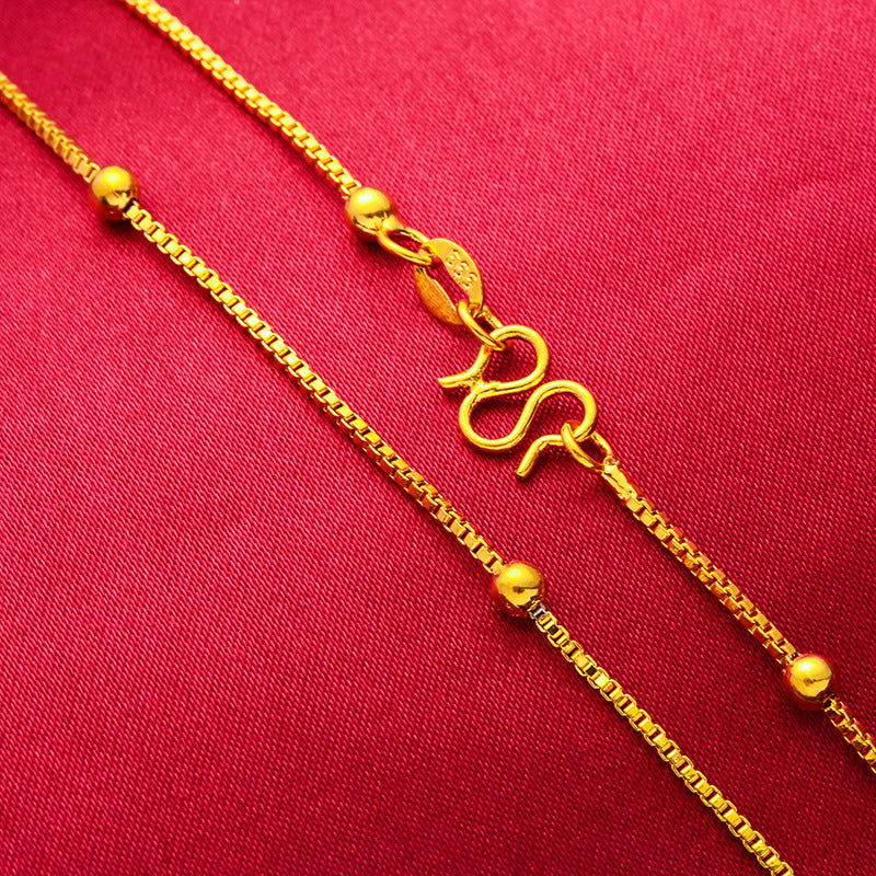 Gold Vietnam Placer Box Chain Bag Beads Clavicle Combination Live Necklace