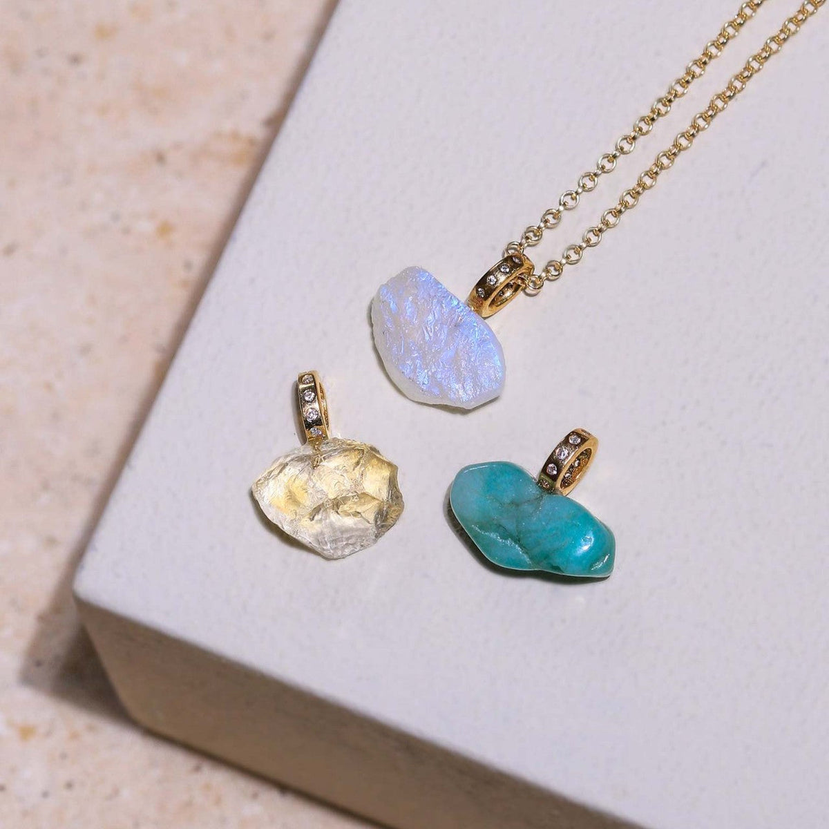 Fashion Natural Stone Geometric Irregular Turquoise Copper Pendant