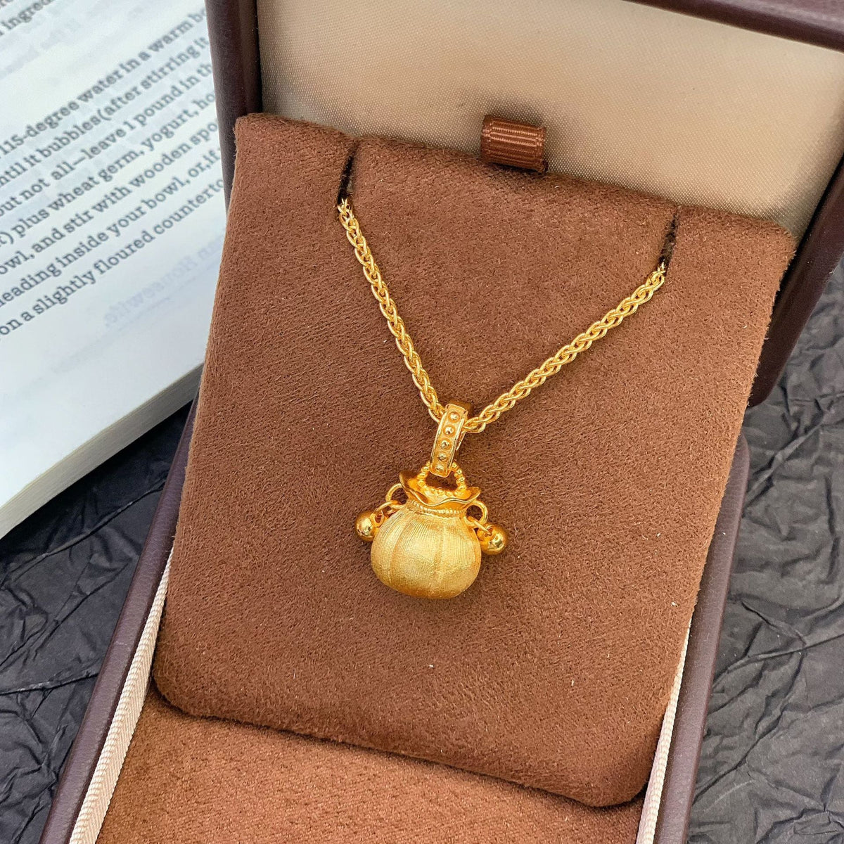 Gold Plating Strong Color Retention Lucky Bag Chinese Brushed Temperament Pendant