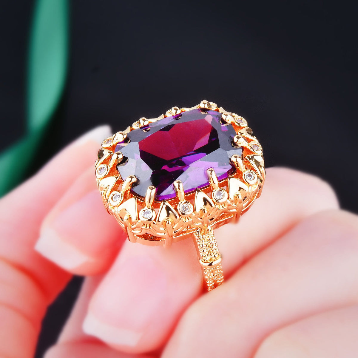 Super Flash High Carbon Diamond Yellow Purple Jewelry Set