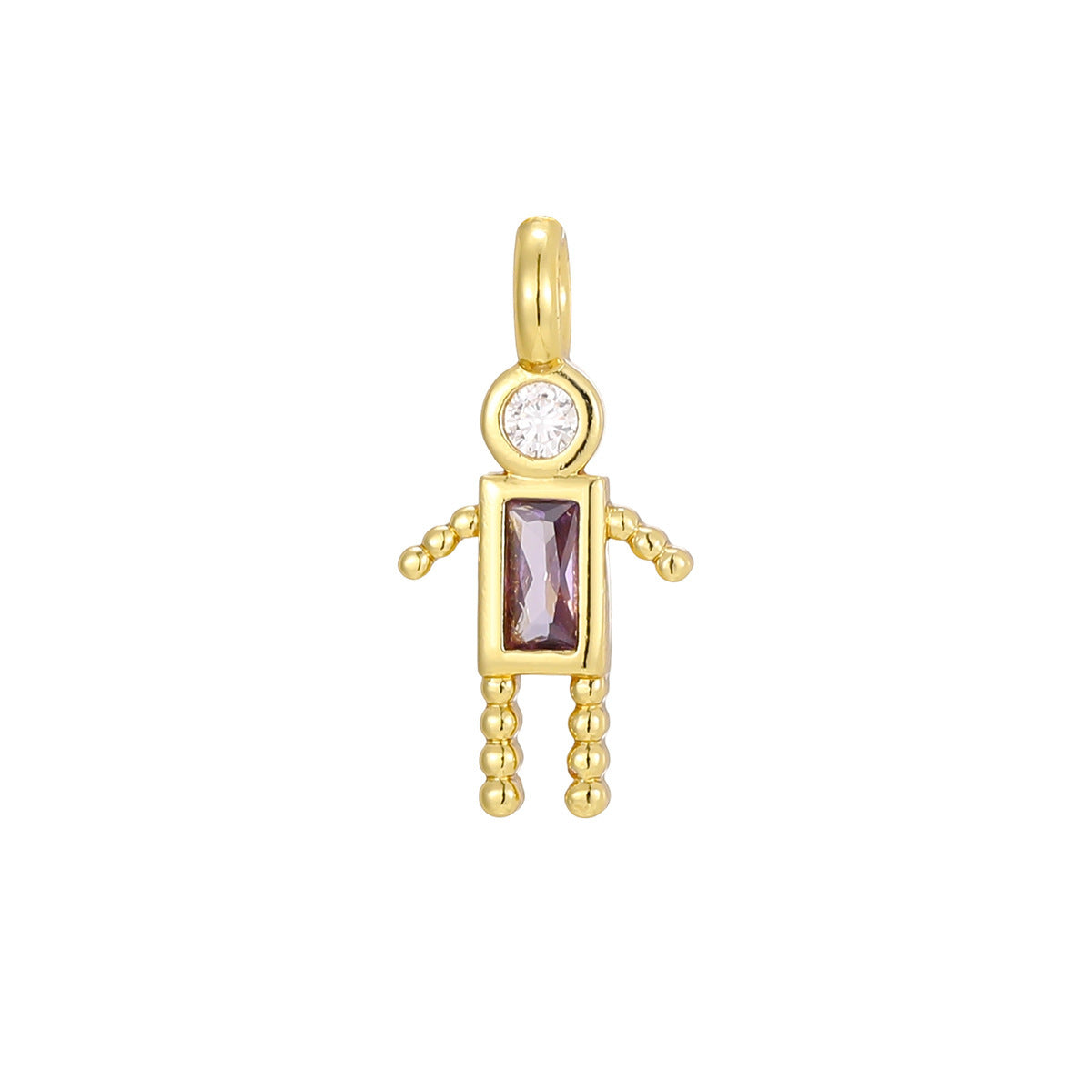 Boys Color Birthstone Gold Micro Inlaid Pendants