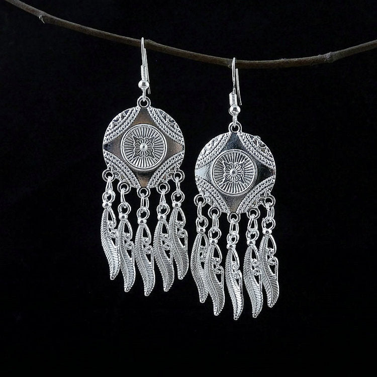 Women's Tibetan Sier Miao Eardrops Classical Ethnic Style Earrings