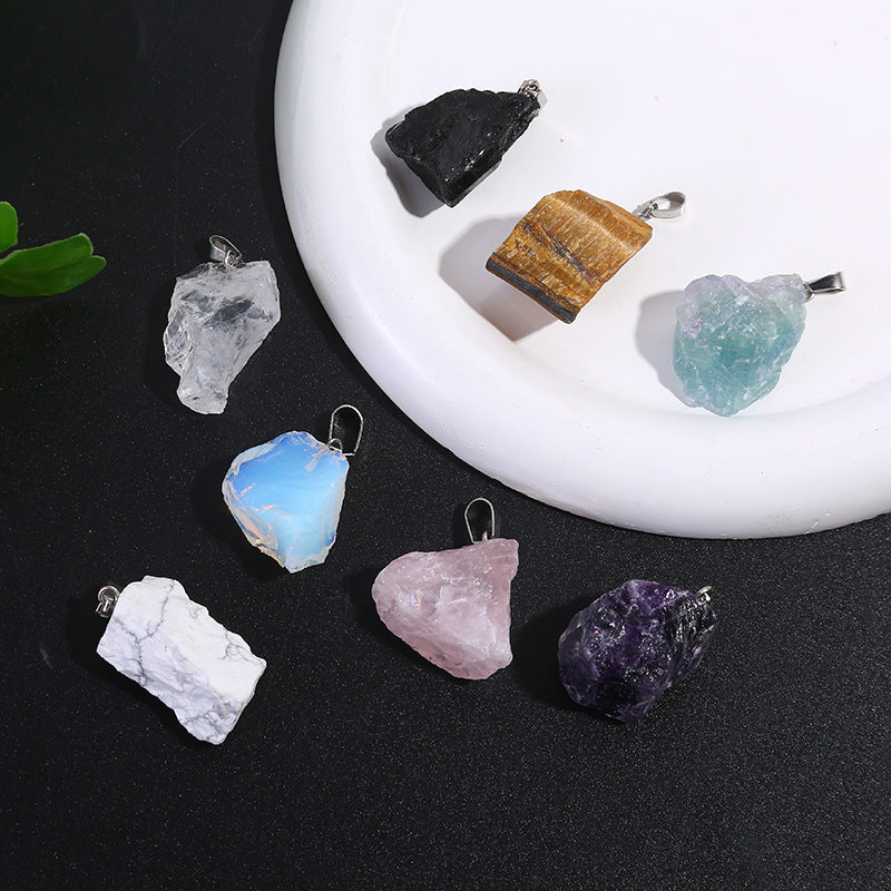 Natural Amethyst Pink Crystal White With Shape Pendants