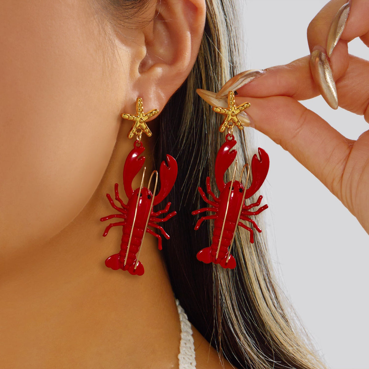 Women's Red Lobster Style Suite Ocean Vacation Exaggerated Necklaces