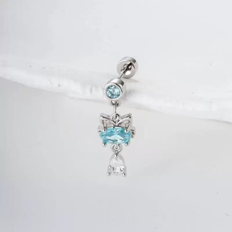 Collection Ear Bone Medical Titanium Steel Cartoon Hello Kitty Earrings