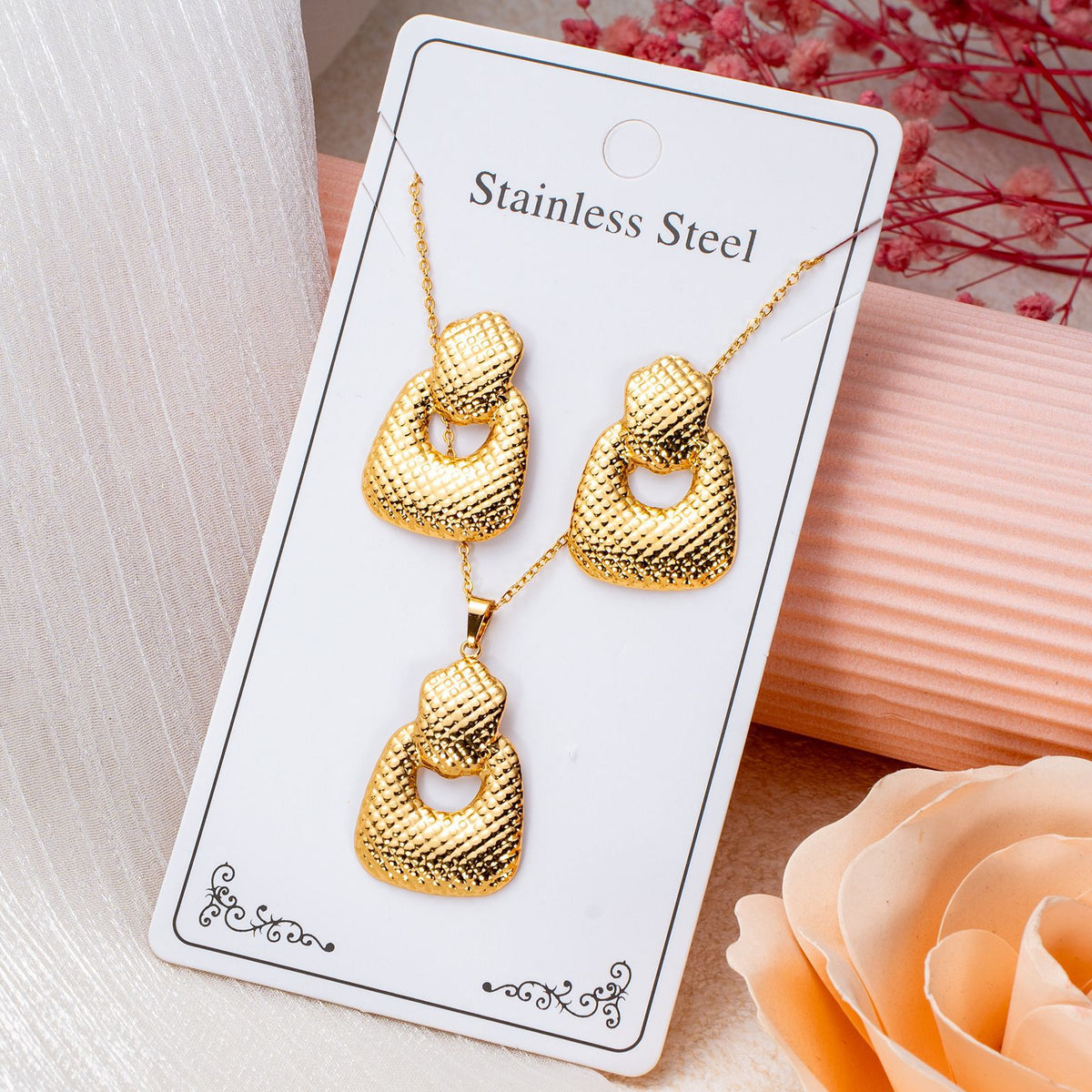 Series Stainless Steel Ear Light Luxury Jewelry Set