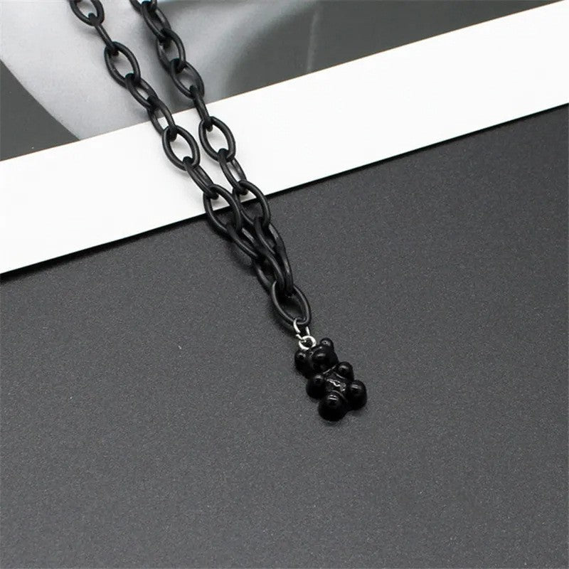 Pink Acrylic Transparent Cartoon Bear Neck Necklace