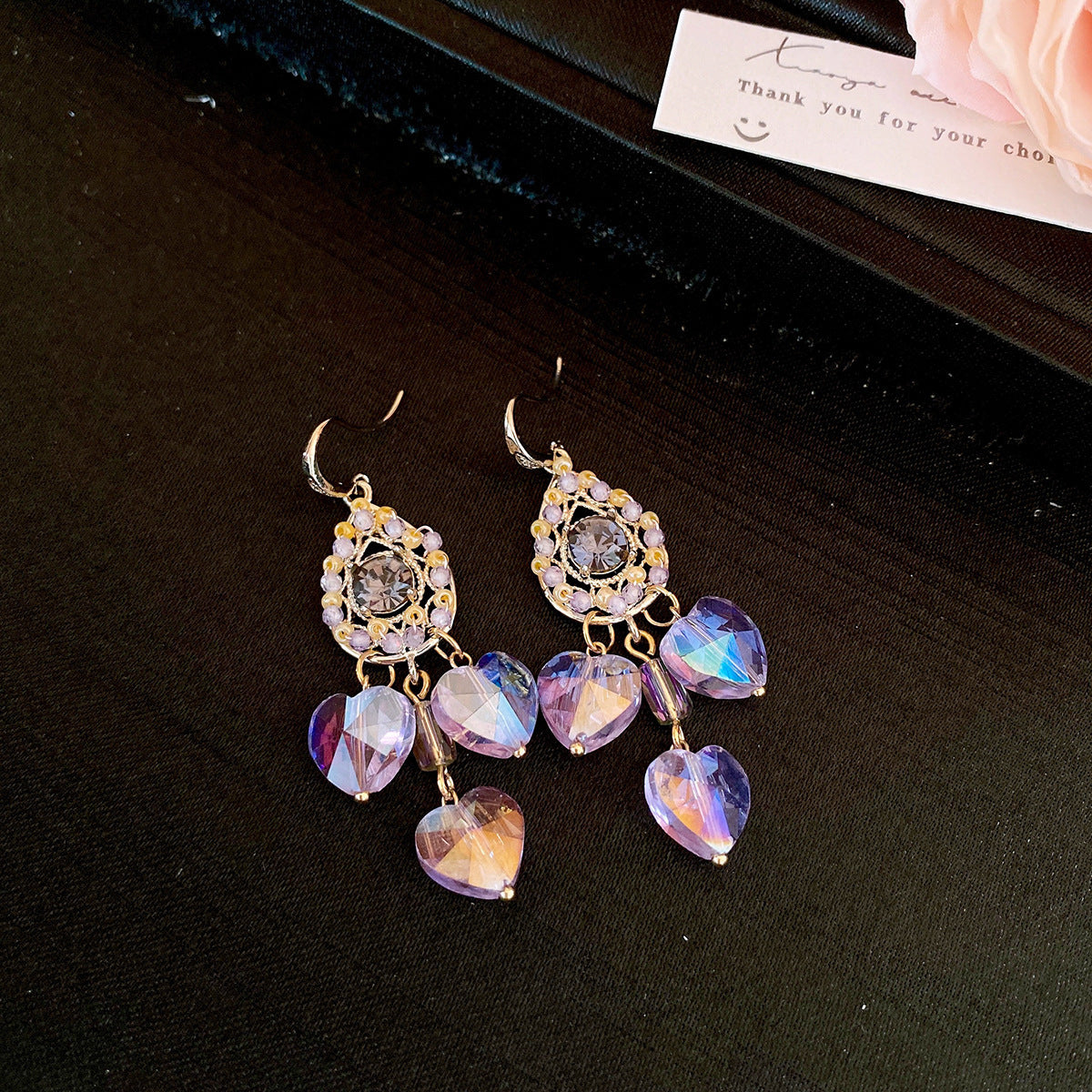 French Royal Style Zircon Geometric Flower Light Luxury High-grade Earrings
