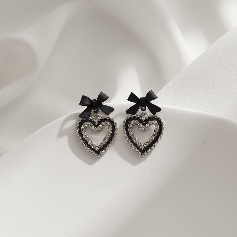 Elegant Black Bow High-grade Sense Temperament Entry Earrings