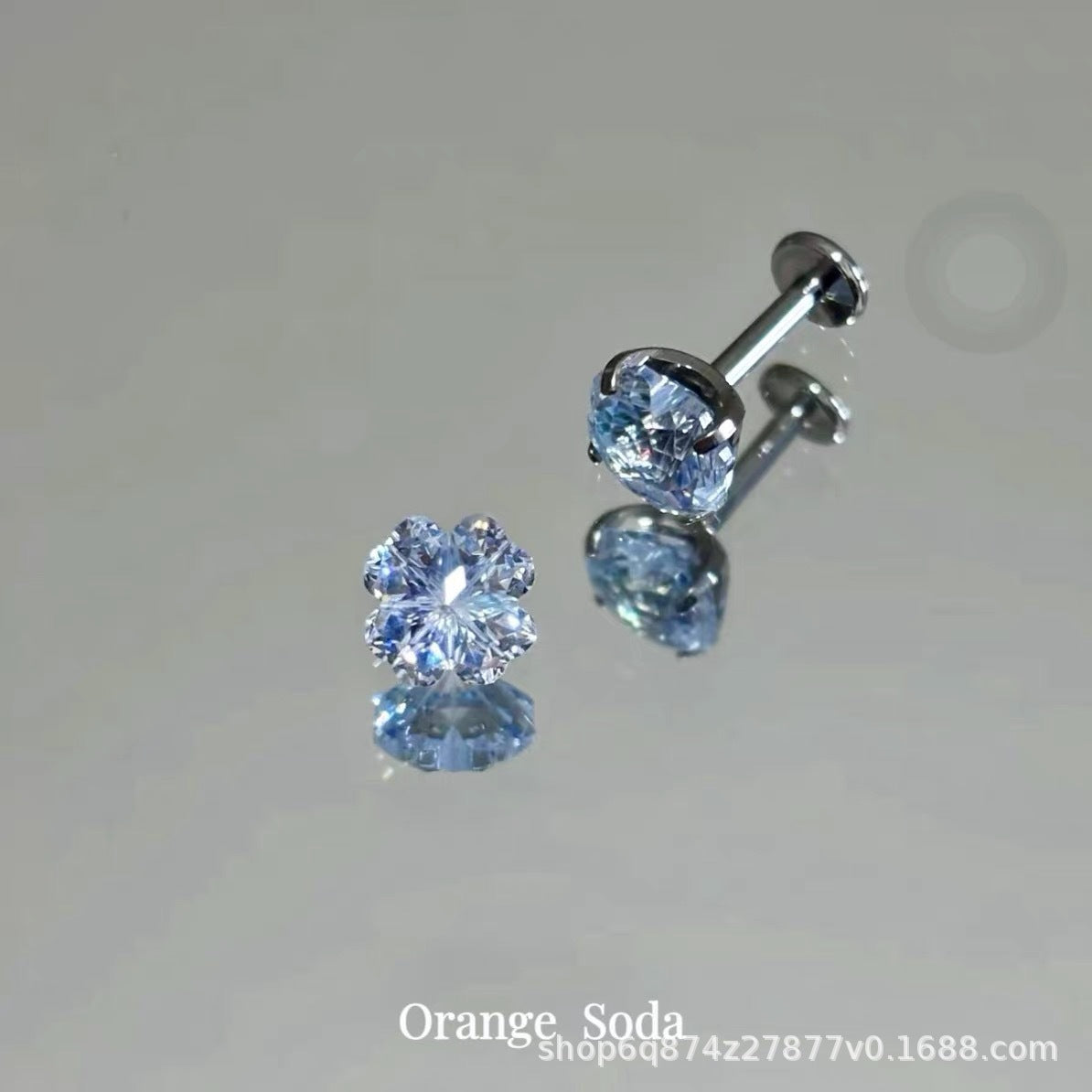Zircon Internal Spiral Titanium Alloy Ear Bone Stud Earrings