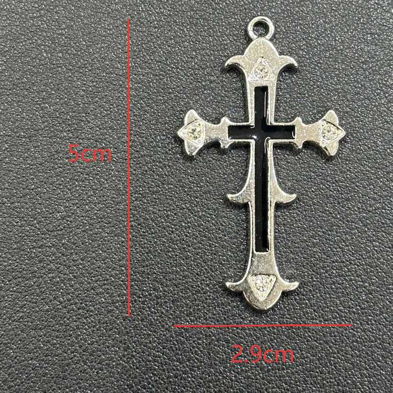 Graceful Oil Dripping Alloy Cross Jeweled Pendant