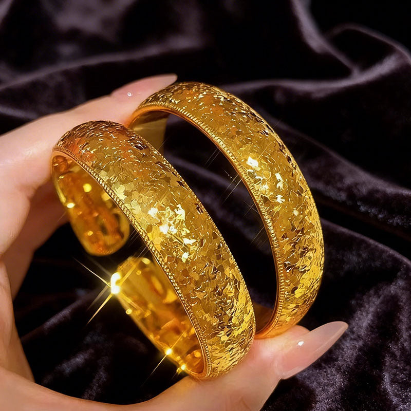 Gold Flash Mush Ice Wide Tire Female Light Luxury Bracelet