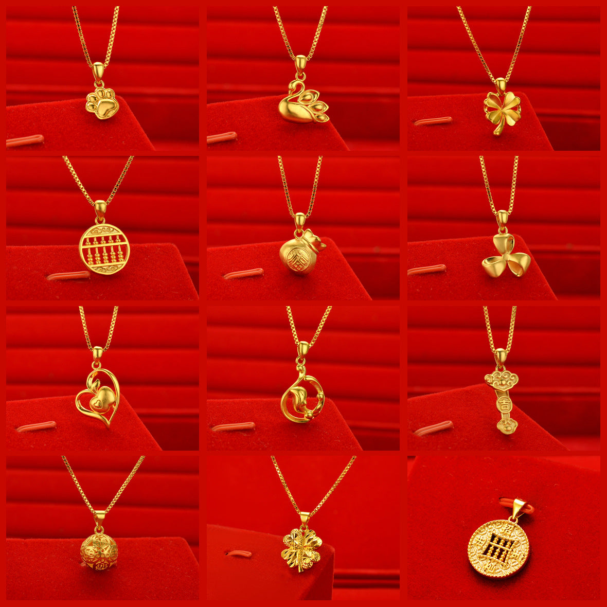 Women's Style Gold Shop Alluvial Love Abacus Lucky Bag Necklaces
