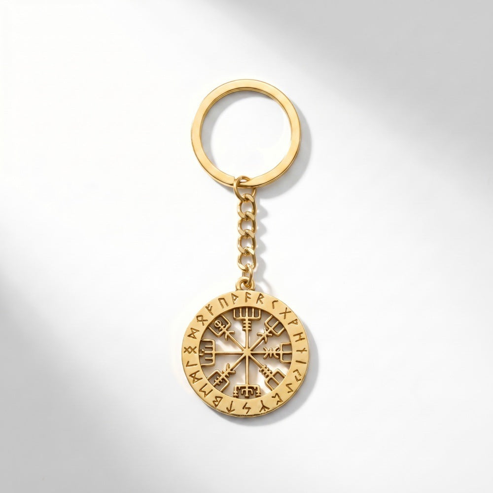 Nordic Viking Logo Compass Stainless Steel Long Pendant