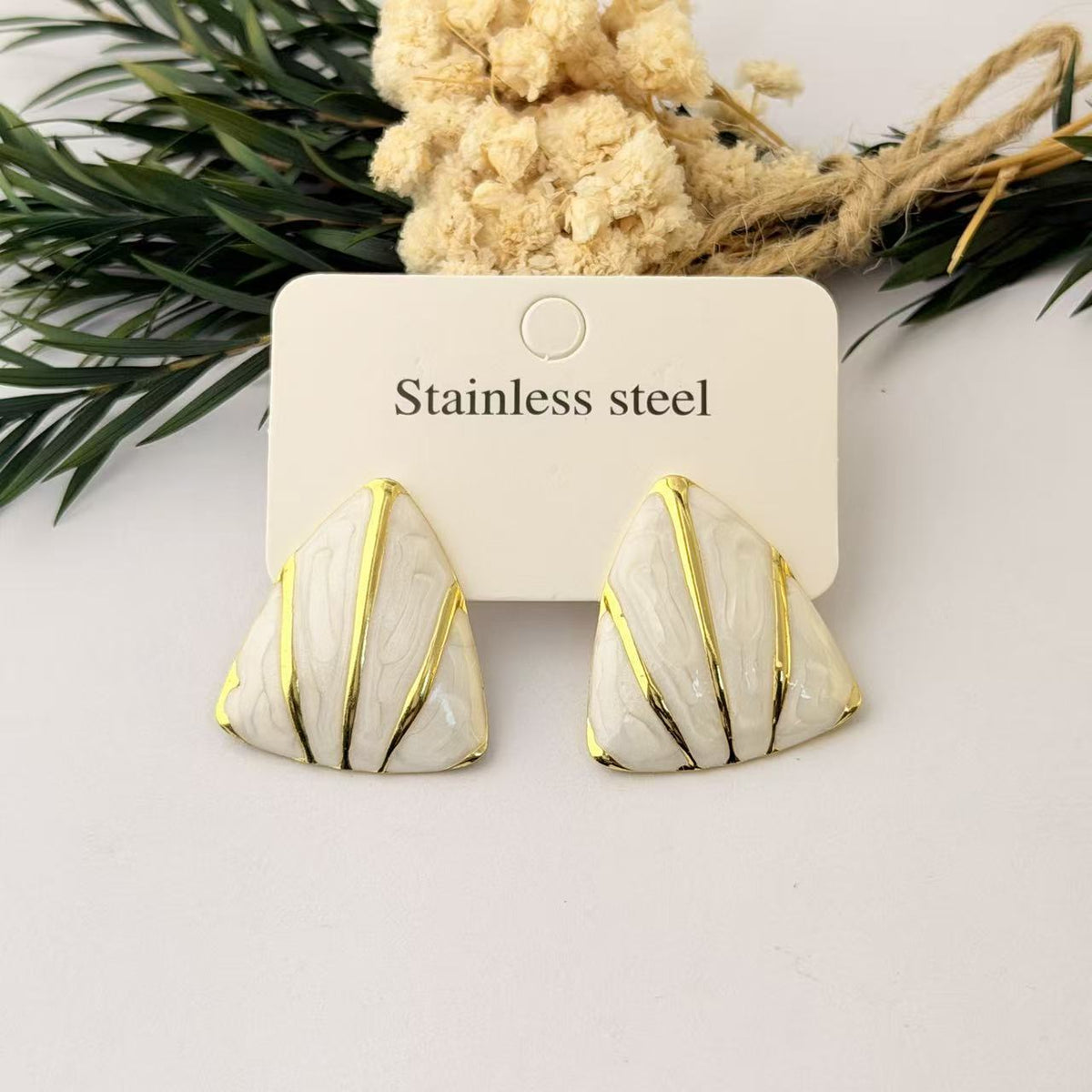 Women's Stainless Steel Oil Dripping Irregular Geometric Triangle Ear Fashion Earrings