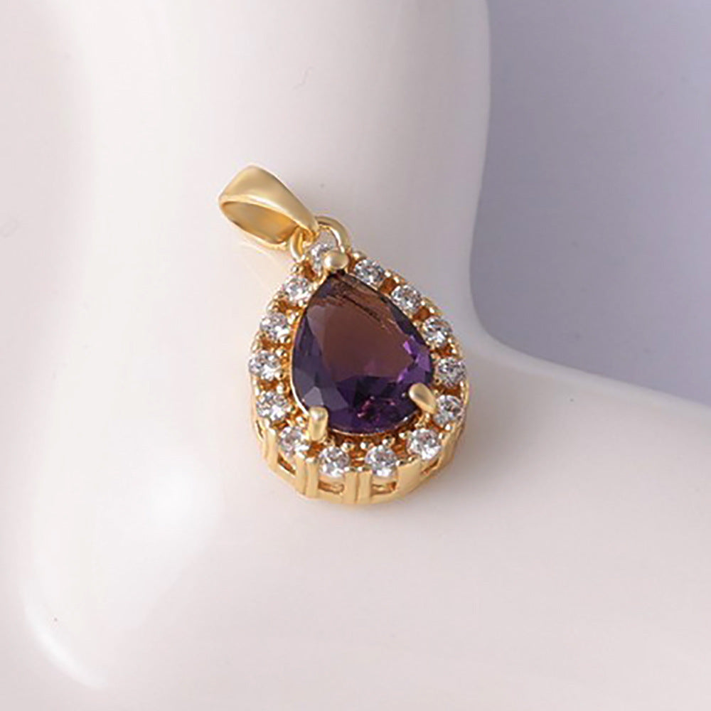 Women's Luxury Electroplated Water Drop Gold Inlaid Diamond In The Debris Pendants