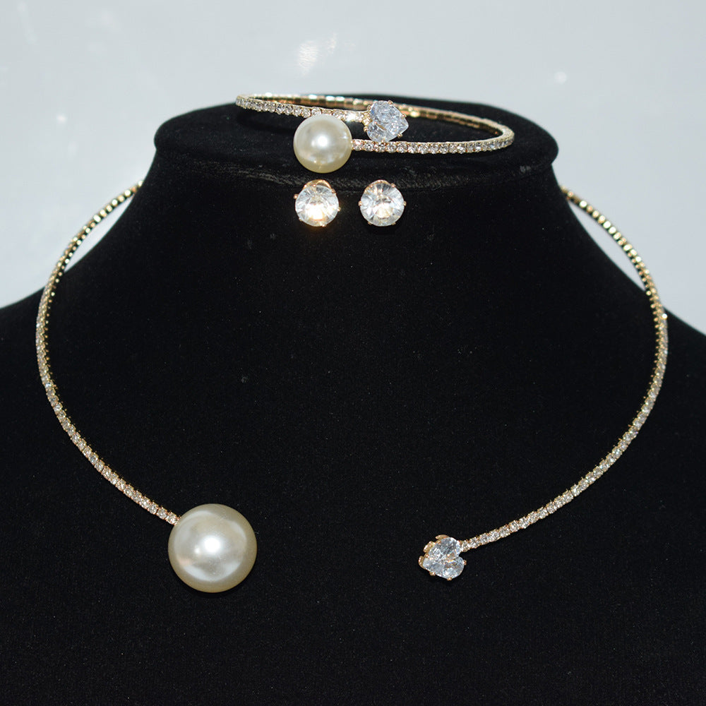Popular Beam Neck Element Full Diamond Jewelry Set