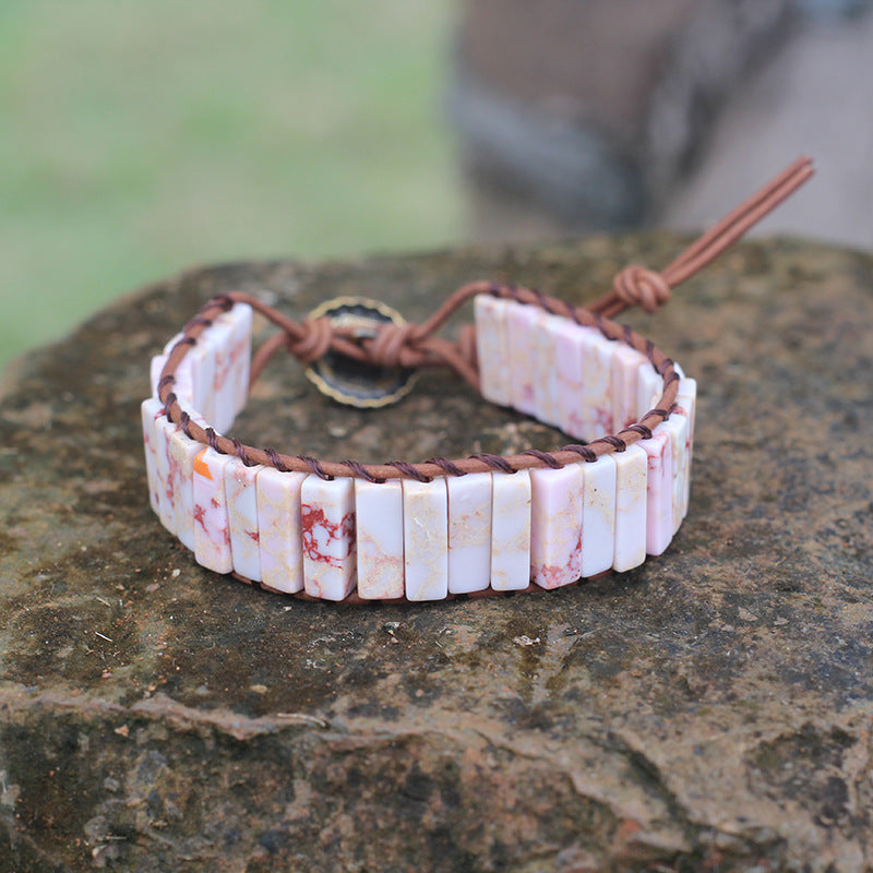 Bohemian Style Natural Stone Lan Di Royal Vintage Hand-woven Bracelet