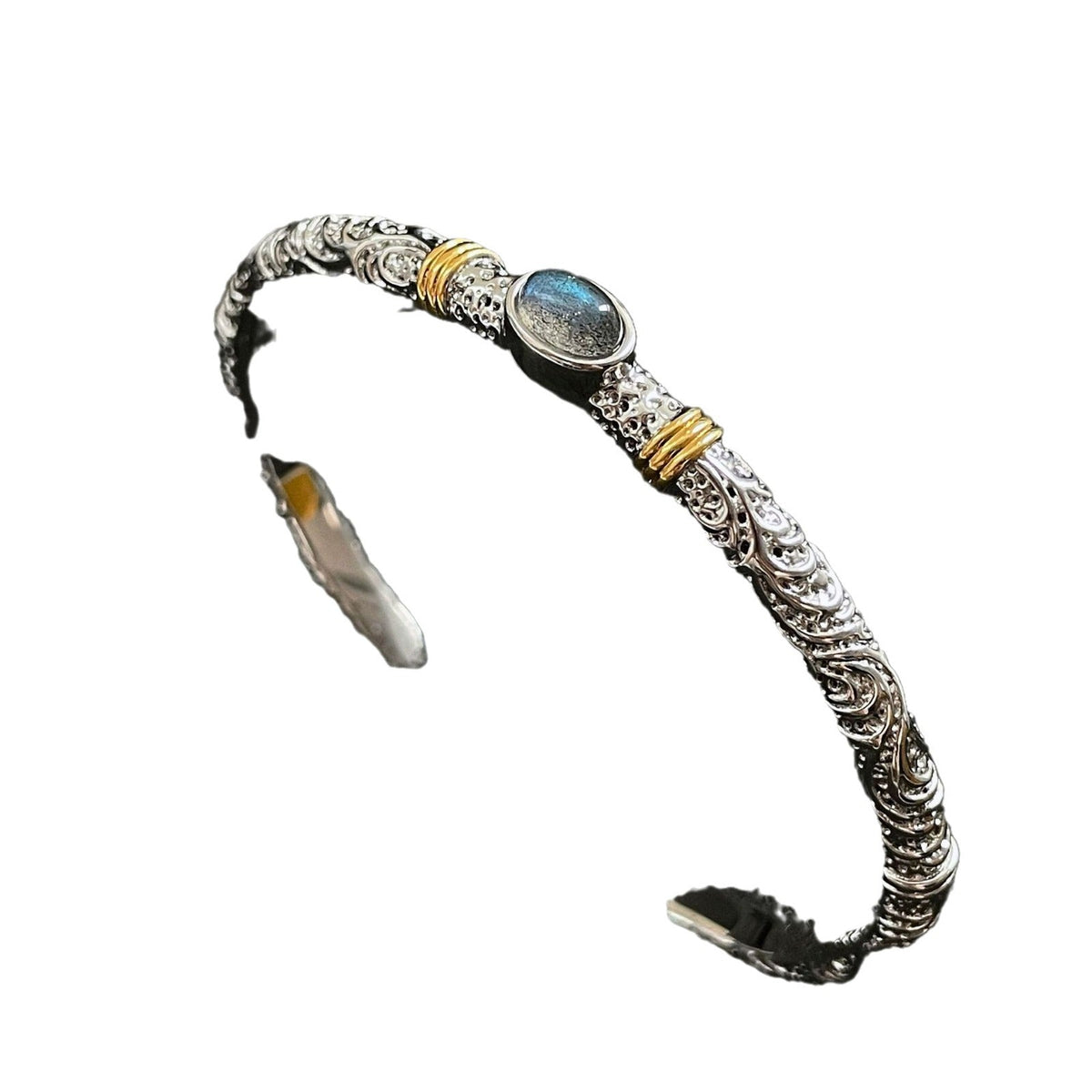 Mixing Color Gray Moonlight Tang Grass Pattern Open-ended Niche Bracelets
