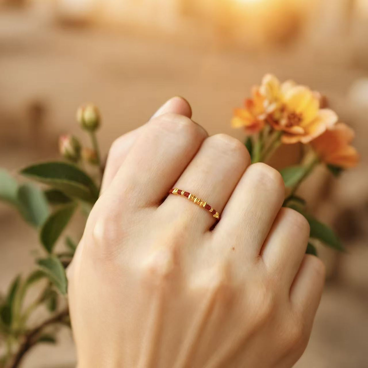 Alloy Fabric Year-old Gold Red Rope Original Hand-woven Money Drawing Rings