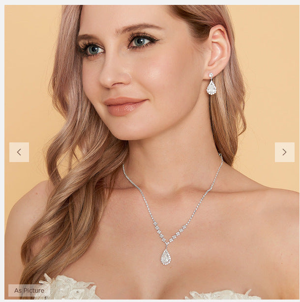Fashion Wedding Bright Full Diamond Water Drop Rings