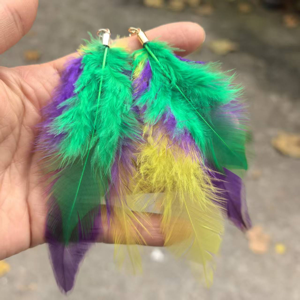 Purple Yellow Green Various Materials Ear Tassel Sequins Rhinestone Ball Earrings