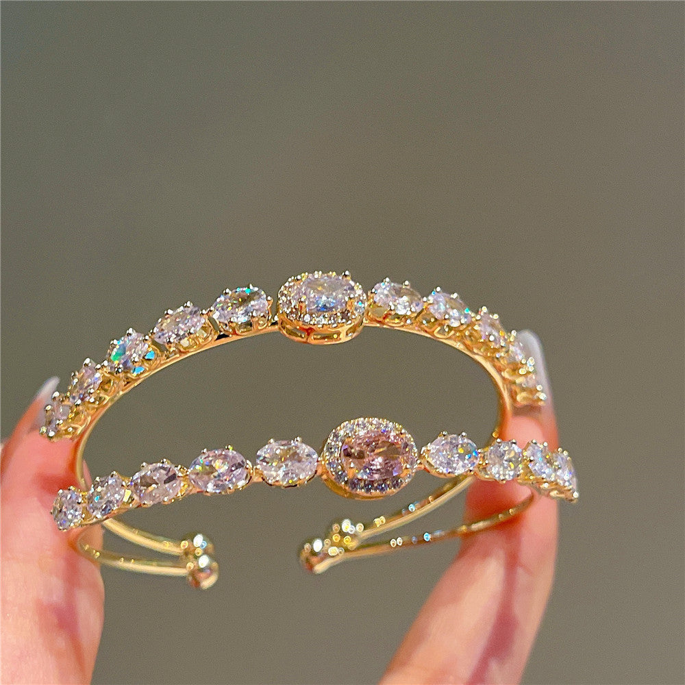 Summer Pink White Elegant Circle Zircon Niche Fresh Bracelet