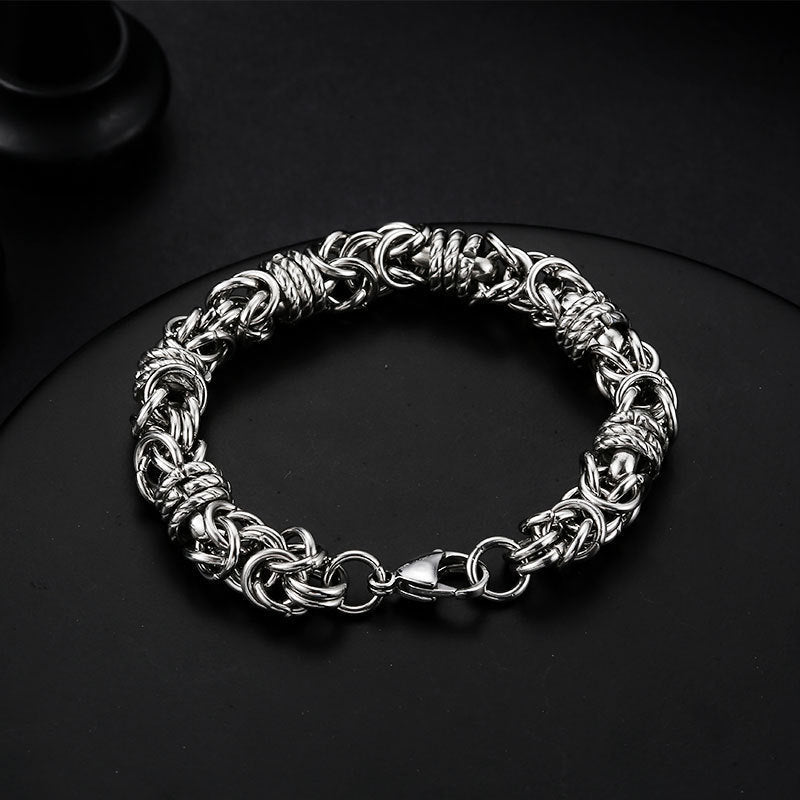 Men's Hipster Domineering Punk Hip Hop Titanium Steel Raw Retro Stainless Bracelet