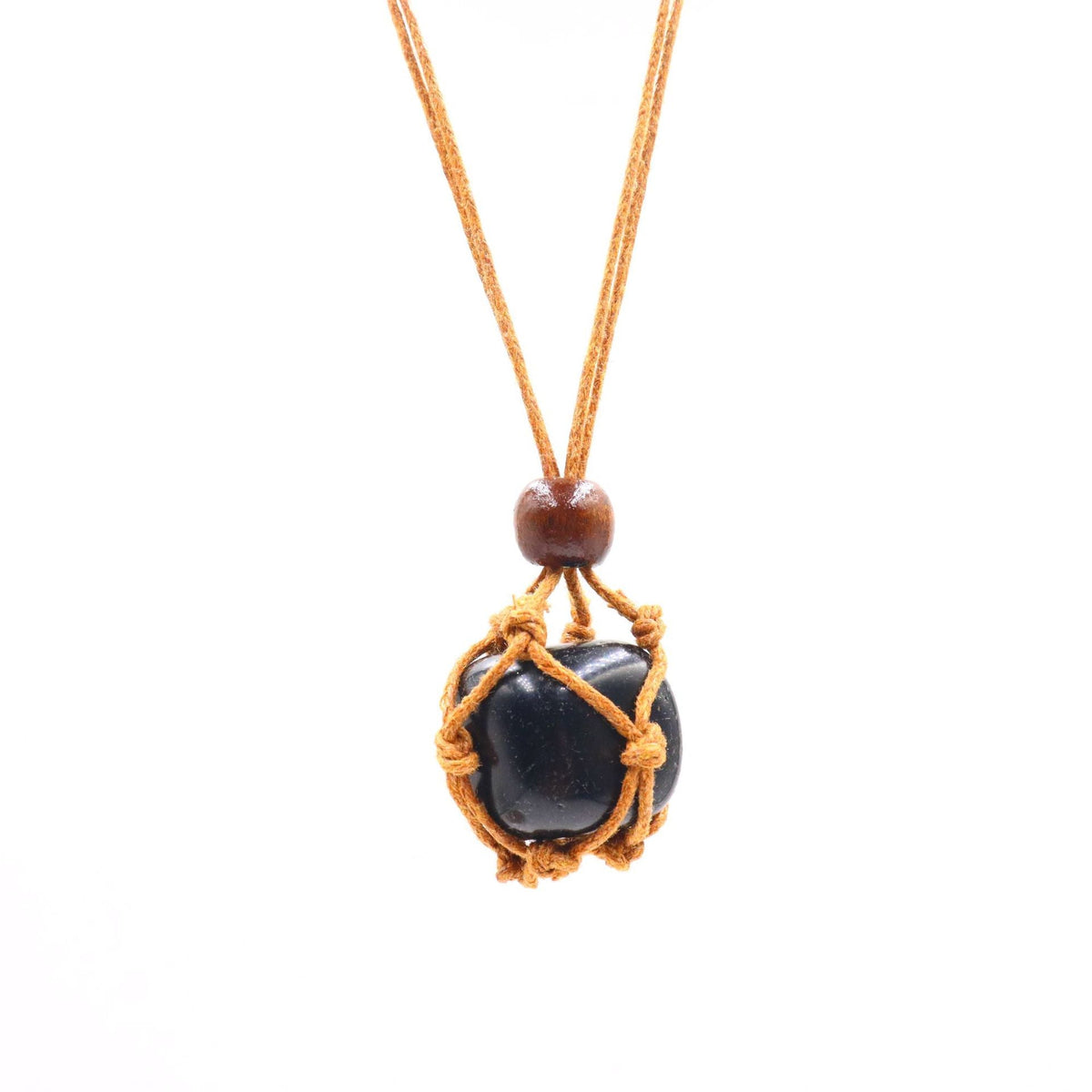 Hand-woven Niche Natural Stone Crystal Mesh Bag Pendants
