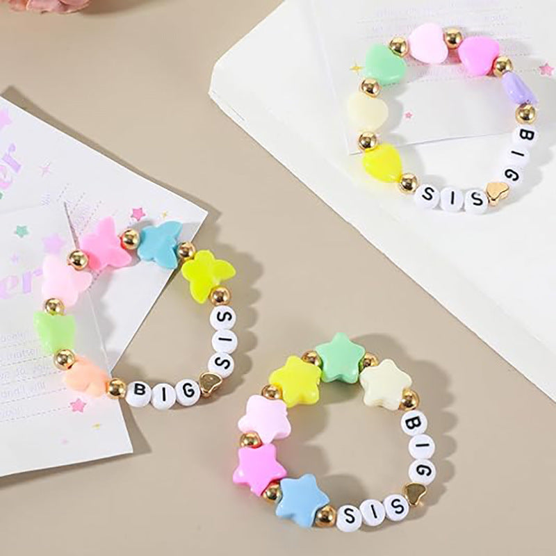 English Alphabet Letters Gift Friendship Color Elastic Bracelet