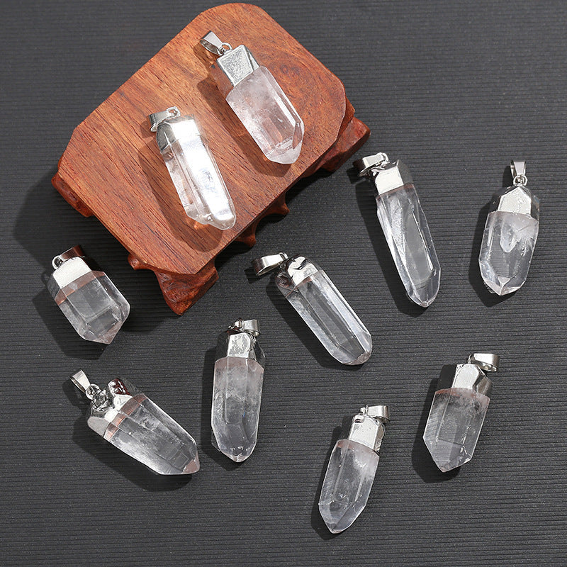 Natural Stone White Crystal Irregular Electroplating Pendant