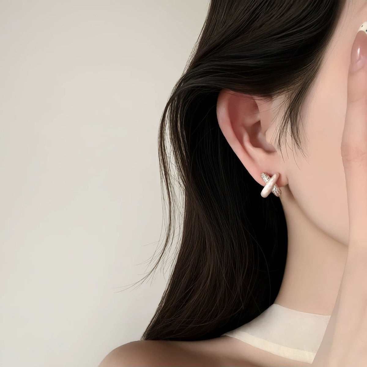 Women's Sier Needle White Cross Unique For Graceful Stud Earrings