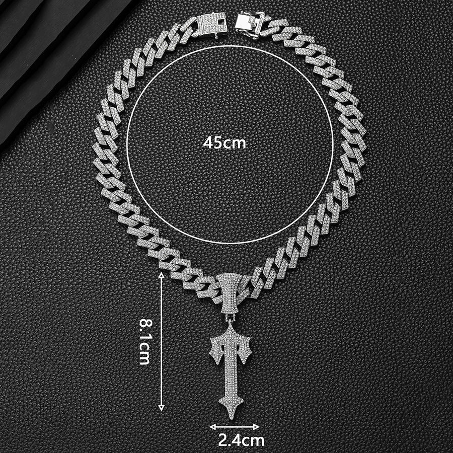 Men's Large Alloy Parts Hip Hop Sword Necklaces