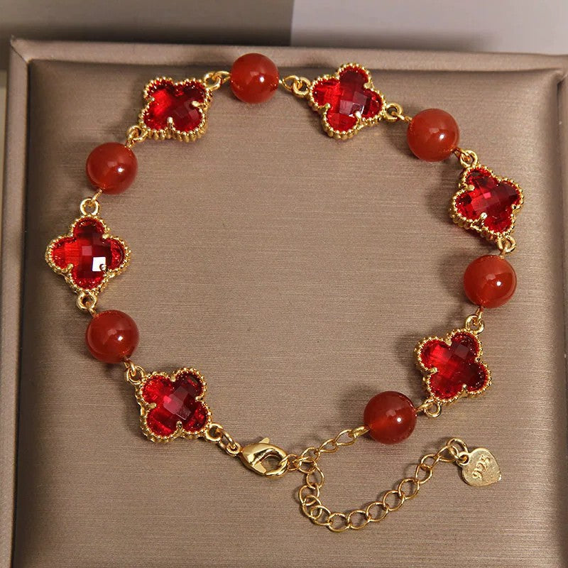Agate Female Light Luxury Minority Exquisite Four-leaf Clover Bracelet