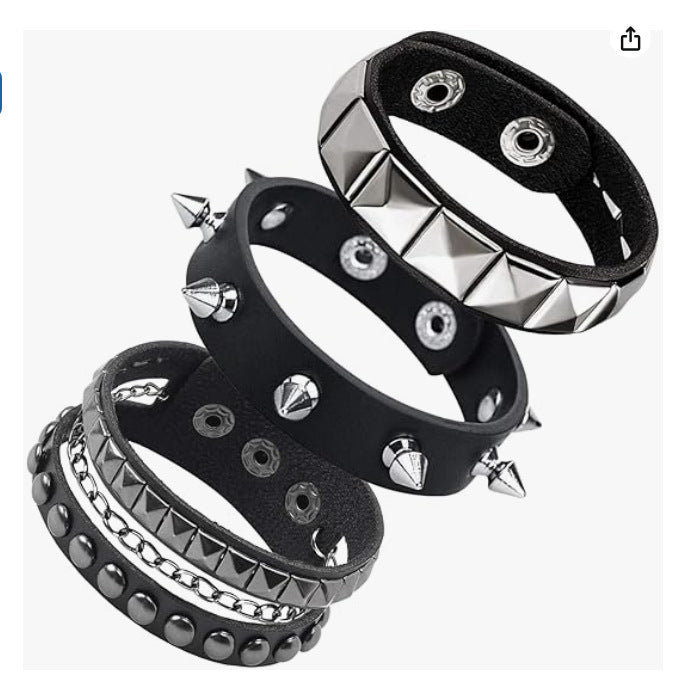 Wide Domineering Personalized Rivet Punk Street Bracelet