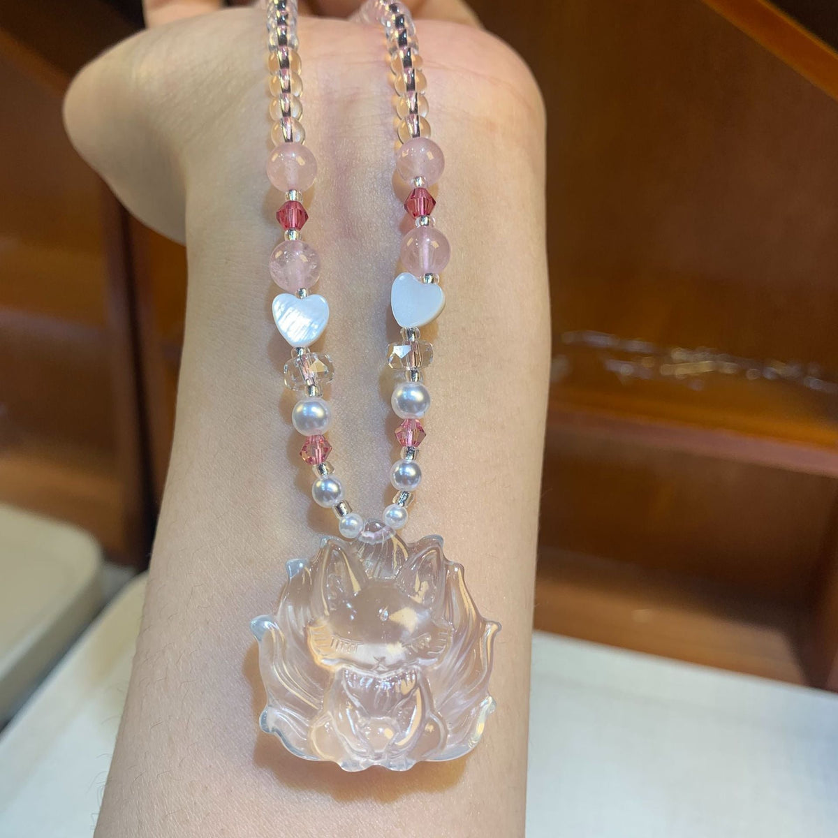 Women's Frosted Blossom Nine Tail Fox Chinese Handmade Exquisite Necklace