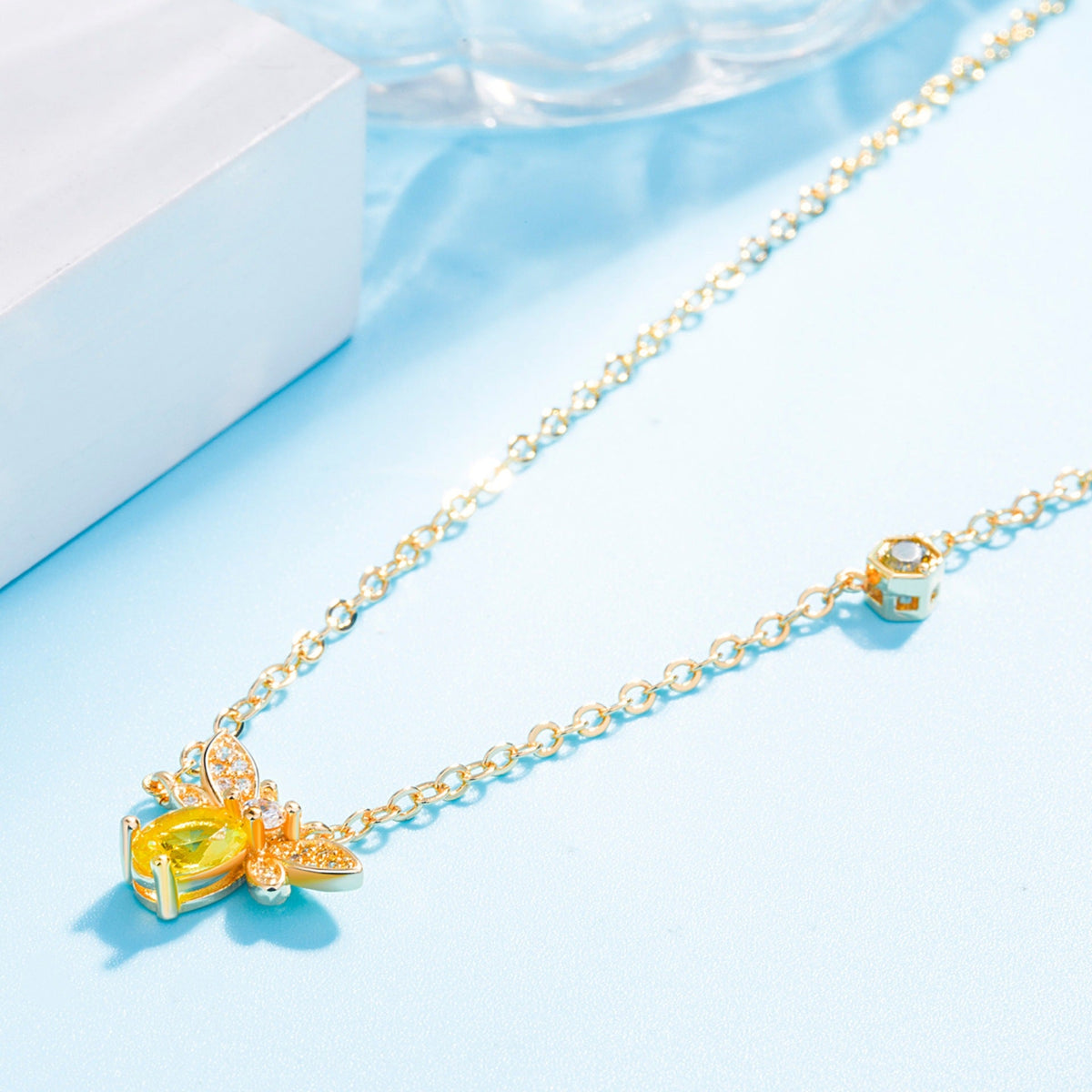 Sier Colored Gems Bee Creative Citrine Pendant