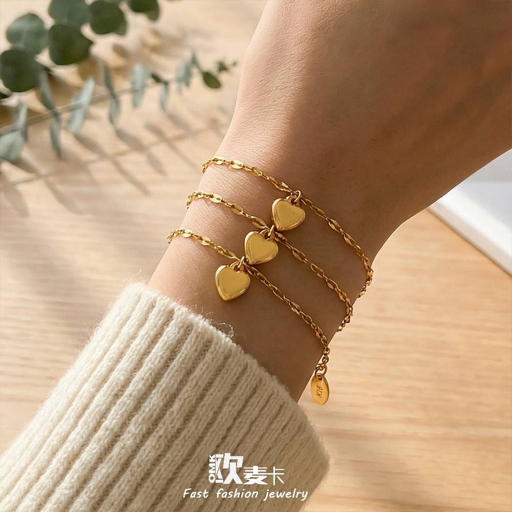 Geometric Heart Shape Light Luxury Fashion Bracelet