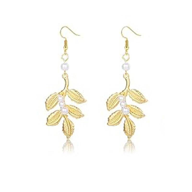 Fashion Leaves Headband Pearl Suite Wire Jewelry Set
