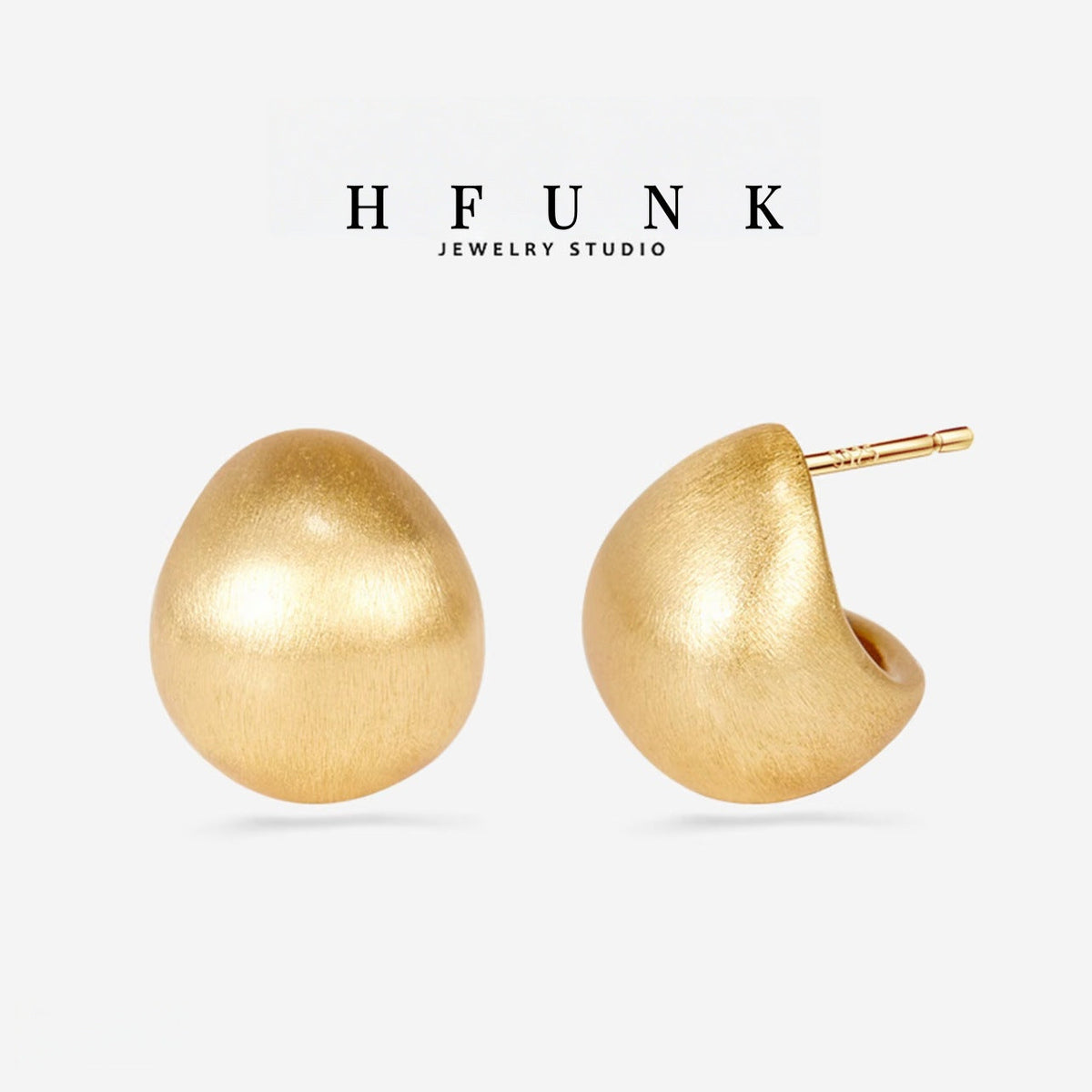Women's High Sense Oval Ball Brushed Metal Stud Earrings