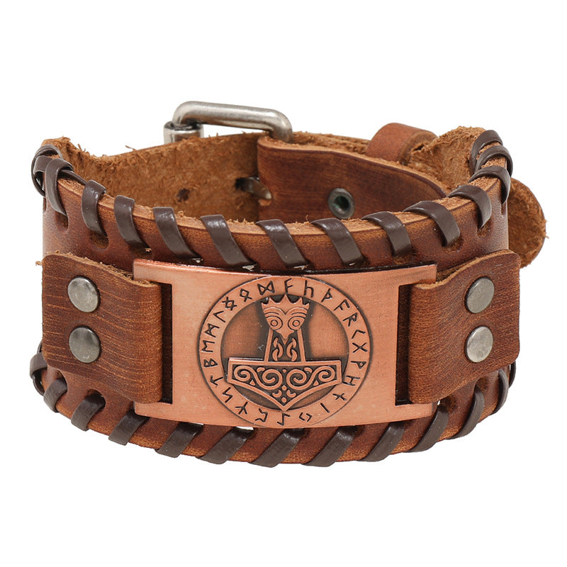 Weave Impactor Cattle Leather Simple Viking Bracelet