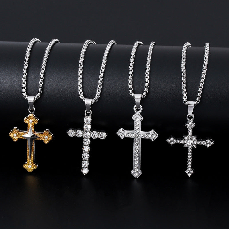 Cross Titanium Steel Light Luxury Minority Male Hip Hop Couple Pendants