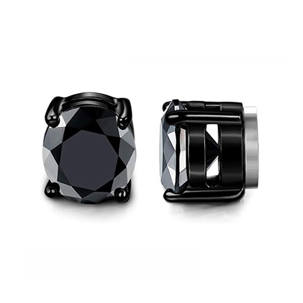 Men's Stainless Steel Zircon Magnet Black White Rings
