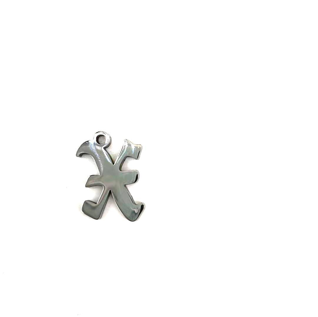 Titanium Steel Retro Alphabet Outer Hole Round Artistic Pendant
